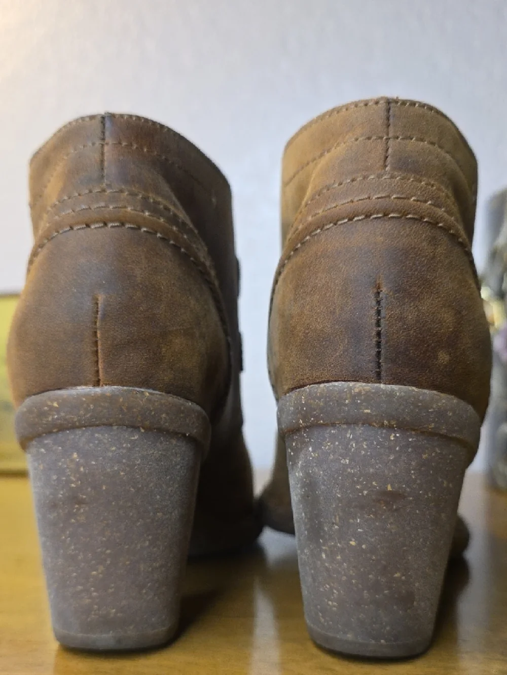 Clarks Brown Suede Lace-Up Ankle Booties with Stacked Heel
